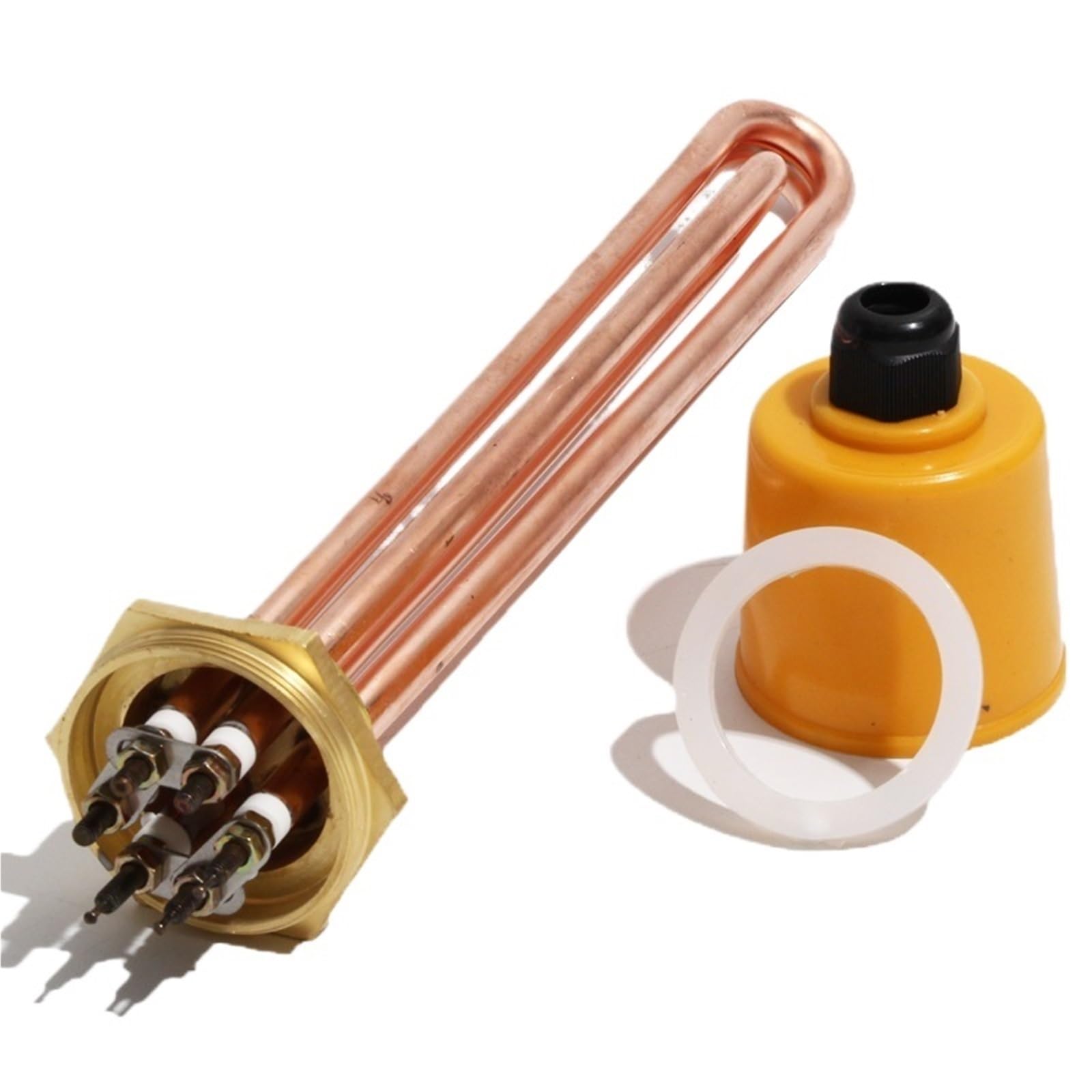 KWWEWEB 1 Stücke DN40 (47mm) Warmwasserbereiter Element for Kessel 110 V/220 V/380 V Kupfergewinde Kupferrohr 3KW/4,5/6/9/12(Heater only,220V_12KW 360L DN40) von KWWEWEB