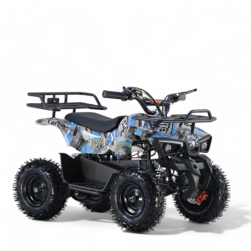 KXD ATV M8 1000W 25km/h 36V Elektroquad Kinderquad Mini-ATV Pocket Quad Sportquad Funsport Freizeitfahrzeug Elektrofahrzeug Offroad Kinder-Quad Enduro Geländequad Graffiti blau von KXD