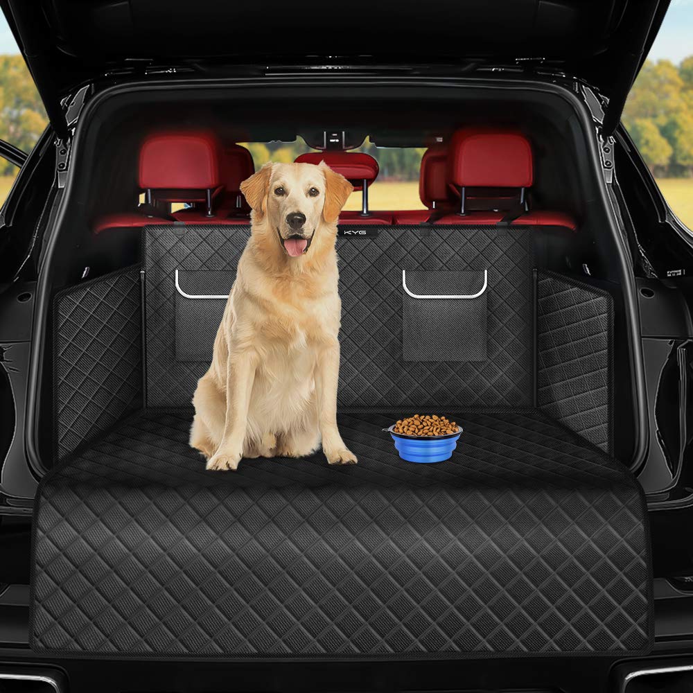 KYG Universal Kofferraumschutz Hunde - Kofferraumdecke mit Ladekantenschutz Seitenschutz, Wasserdicht rutschfest Kratzfest, Schwarz, Geeignet für die Meisten Autos und SUVs von KYG