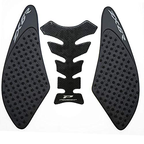 KYN Für Kawasaki ZX6R 2007 2008 Motorrad Transparent 3M Gas Tank Pad Anti-Rutsch Aufkleber Seite Fuel Gas Grip Aufkleber Protector (Schwarz) von KYN