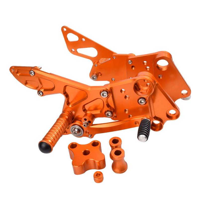 for KTM Duke 390 200 125 2014 2015 2016 2017 2018 2019 RC390 Duke 125 390 Motorrad Verstellbare Rückensätze Fußrasten Fahrerfußstütze Fußstützenpedal (Orange) von KYN