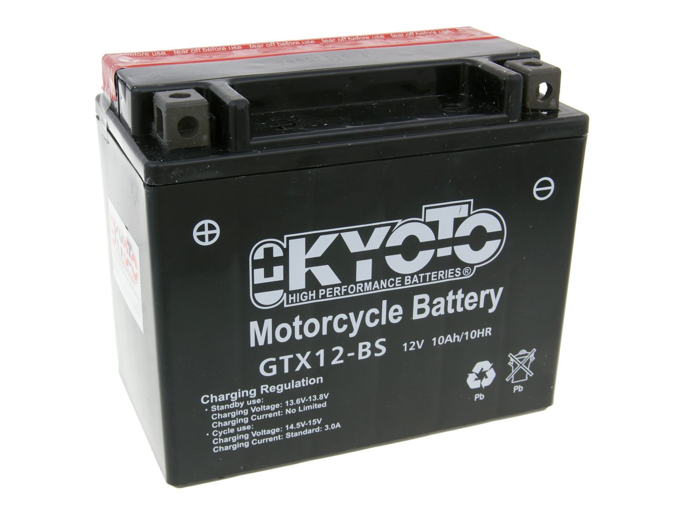 Batterie Kyoto GTX12-BS (YTX12-BS) wartungsfrei 12V 10Ah 150x87x131mm passend für Kawasaki Z (ZR750LLA-L7F/LAF/LAS/LBF/LCF) 750 2007-2012 von KYOTO