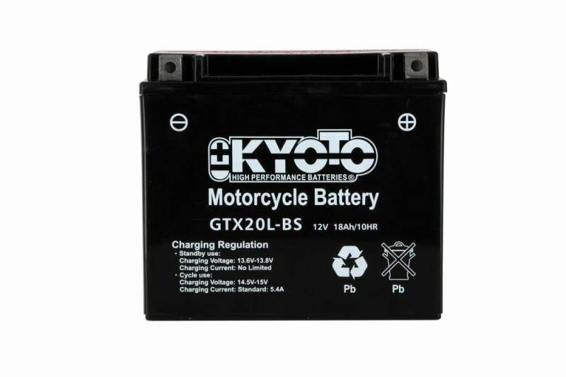 Motorradbatterie Kyoto GTX20L-BS (YTX20L-BS) wartungsfrei 12V 18Ah 175x87x155mm kompatibel mit POLARIS Vegas 1507 von KYOTO