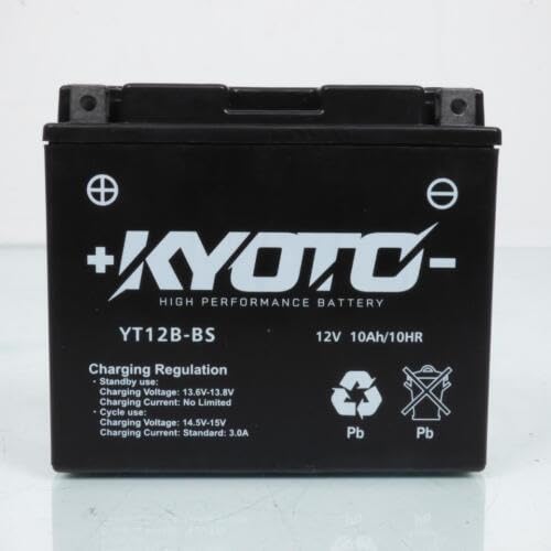 Kyoto SLA YT12B-BS AGM Motorradbatterie, wartungsfrei, 12 V, 10 Ah, Maße: 150 x 70 x 131 mm, kompatibel mit Yamaha XVS650, W, WC 650 1997 von KYOTO