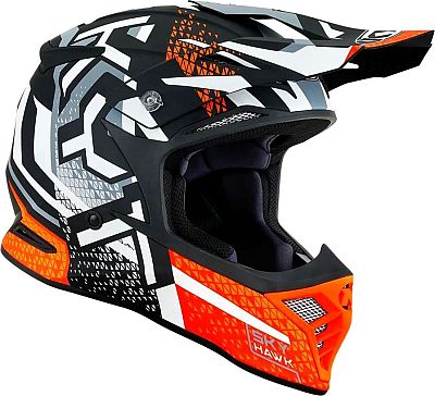 KYT Skyhawk Hyperflow, Motocrosshelm - Matt Grau/Schwarz/Orange - M von KYT