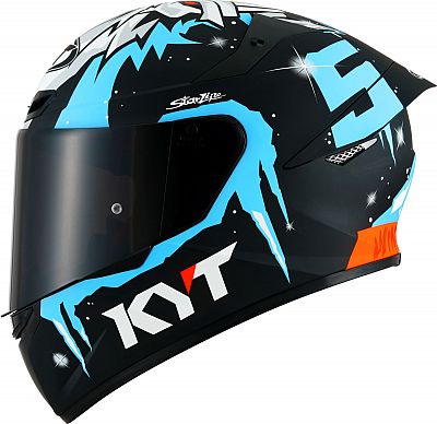 KYT TT-Course Masia Replica Winter Test, Integralhelm - Matt Schwarz/Hellblau/Rot/Weiß - XS von KYT