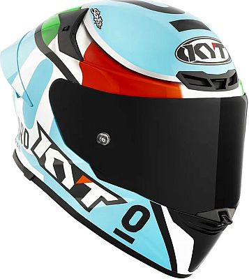 KYT TT-Revo Leopard Replica Tricolore, Integralhelm - Weiß/Hellblau/Grün/Rot - XL von KYT