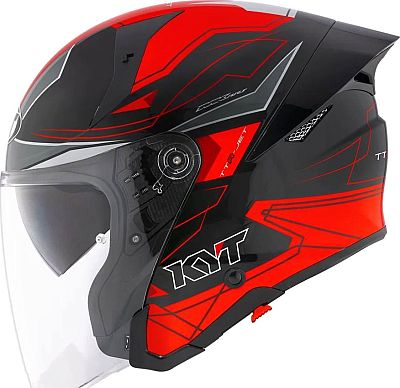 KYT TTR-JET LED, Jethelm - Schwarz/Dunkelgrau/Rot - XS von KYT