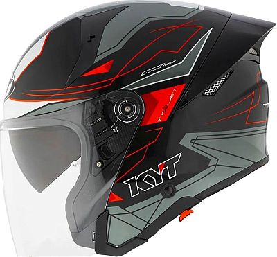 KYT TTR-JET LED, Jethelm - Schwarz/Grau/Rot - XS von KYT
