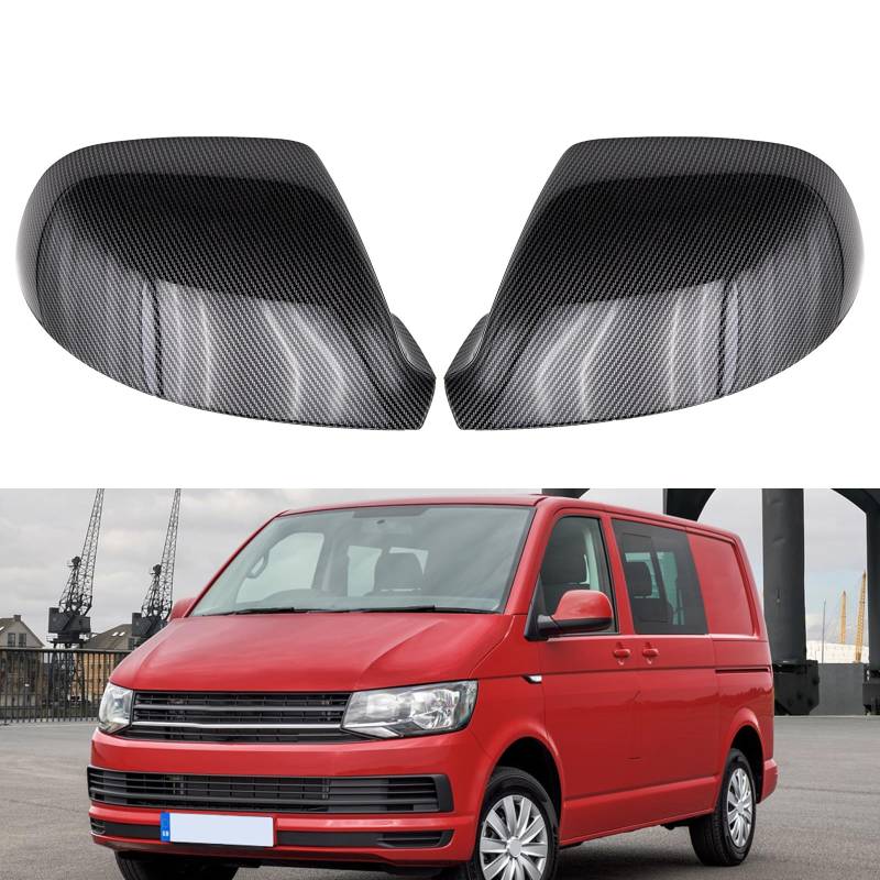 KYYET 1 Paar Rückspiegel-Abdeckkappen Spiegelkappen, kompatibel mit VW Volkswagen Transporter T5 T5.1 2010–2015, T6 2016–2019 (Kohlefaser-Muster) von KYYET