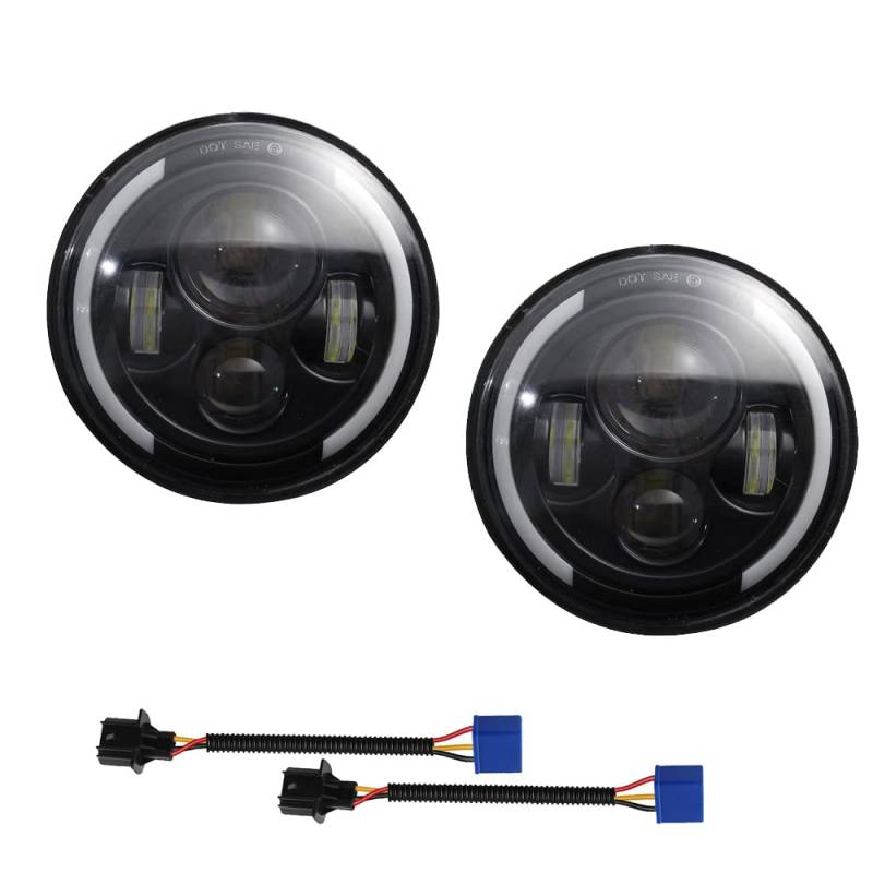 KYYET 17,8 cm (7 Zoll) LED-Scheinwerfer mit Halo-Ring, DRL Hi/Lo-Strahl, kompatibel mit Defender 90 110 Jeep Wrangler JK TJ CJ Hummer H1 H2 Miata mx5 mk1 von KYYET