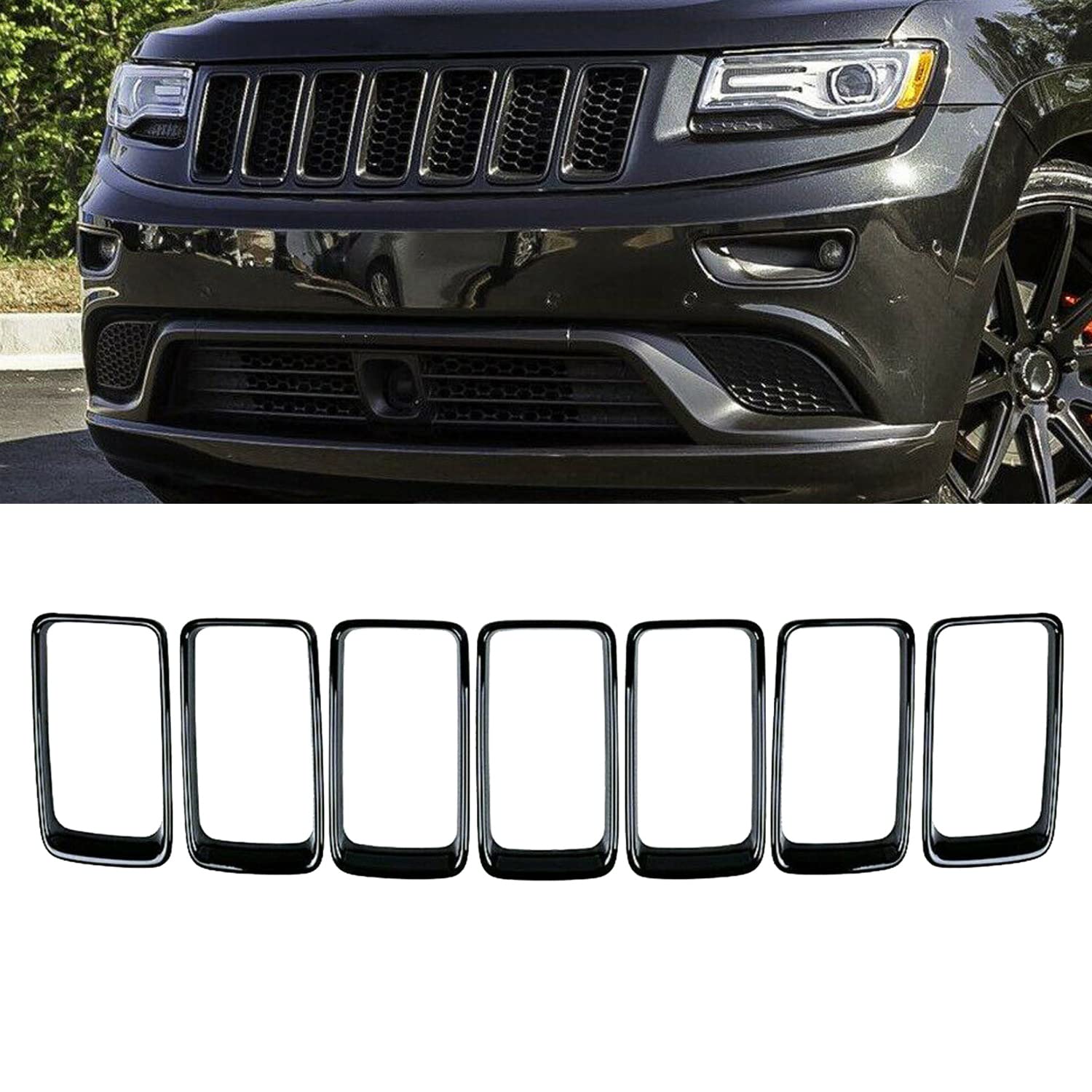 KYYET 7 Stück vordere Stoßstangenringe Grill-Einsatz Trim Abdeckung kompatibel mit 2014 2015 2016 Jeep Grand Cherokee Gloss Schwarz KYYET 7 Stück vordere Stoßstangenringe Grill-Einsatz Trim Abdeckung kompatibel mit 2014 2015 2016 Jeep Grand Cherokee Gloss Schwarz von KYYET