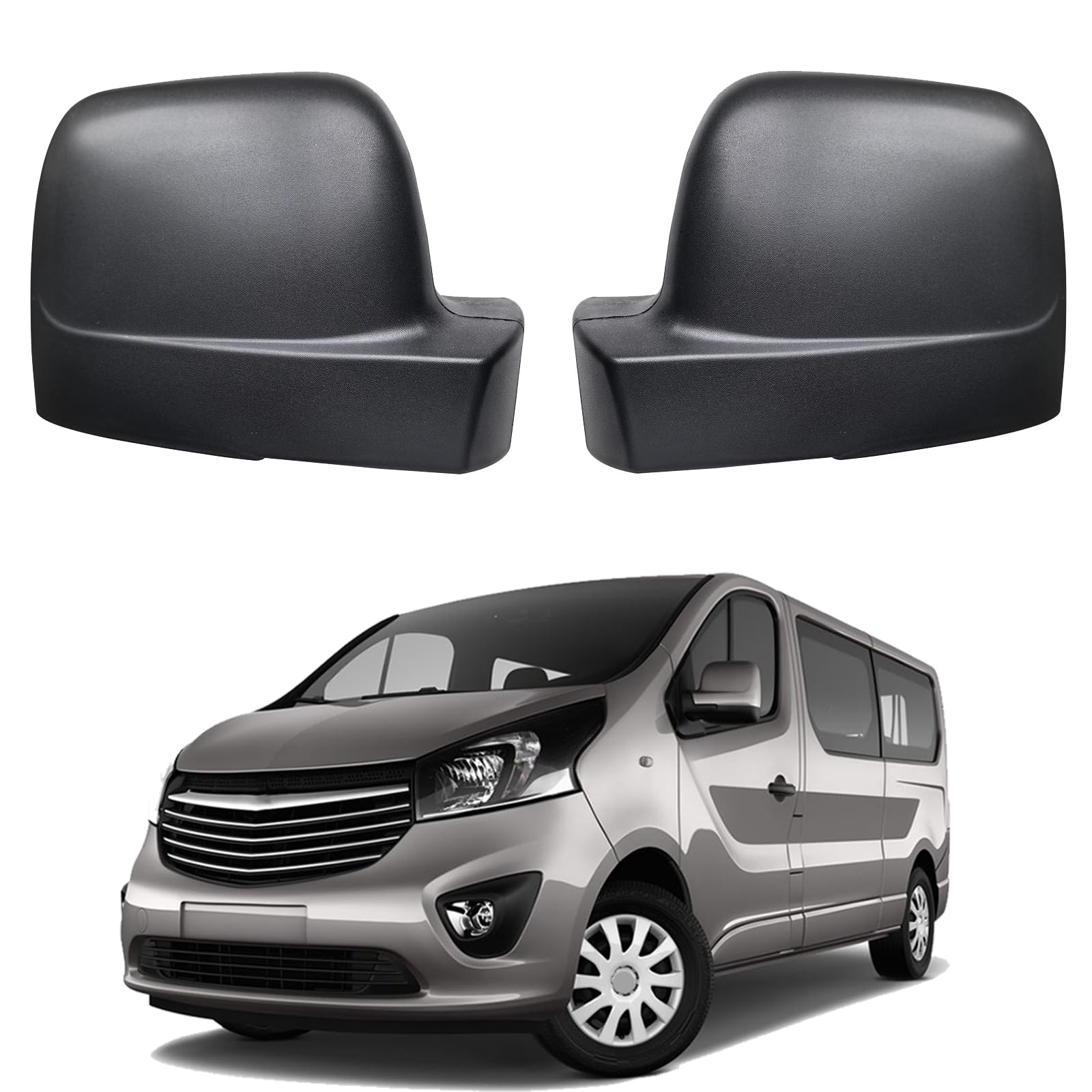 KYYET Außenspiegelabdeckungen für Fahrer- und Beifahrerseite, passend für Opel Vivaro X82, Renault Trafic 2014–2019, schwarz, strukturiert KYYET Außenspiegelabdeckungen für Fahrer- und Beifahrerseite, passend für Opel Vivaro X82, Renault Trafic 2014–2019, schwarz, strukturiert von KYYET