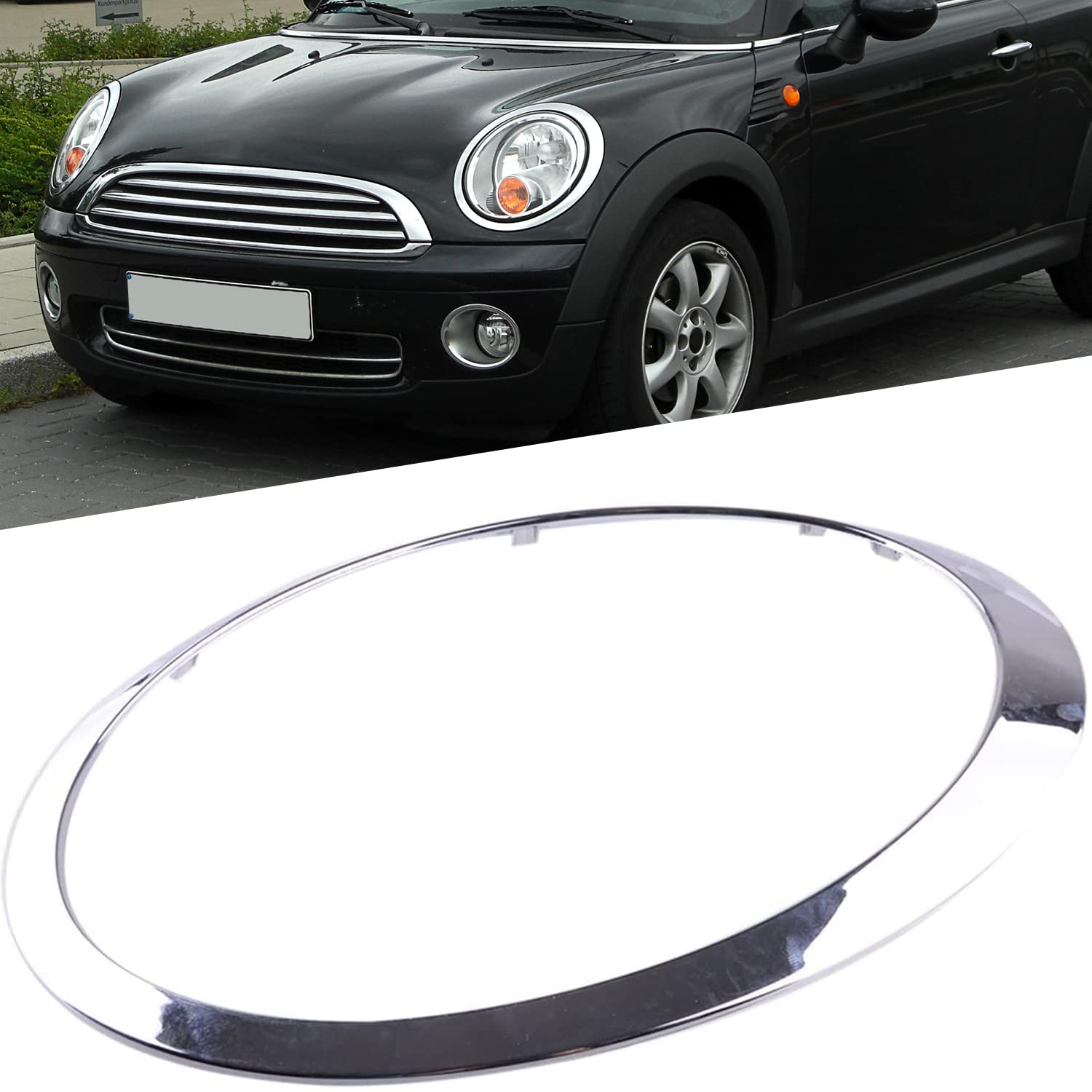 KYYET Chrome Headlight Trim Ring Bezel Compatible with Mini Cooper 2007-2014 R56 R56 R57 R58 R59 (links) von KYYET