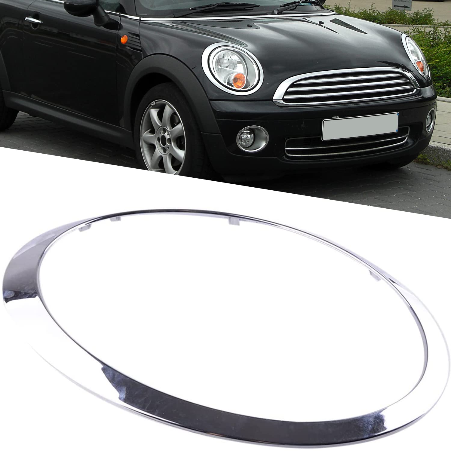 KYYET Chrome Headlight Trim Ring Bezel Compatible with Mini Cooper 2007-2014 R56 R56 R57 R58 R59 (rechts) von KYYET