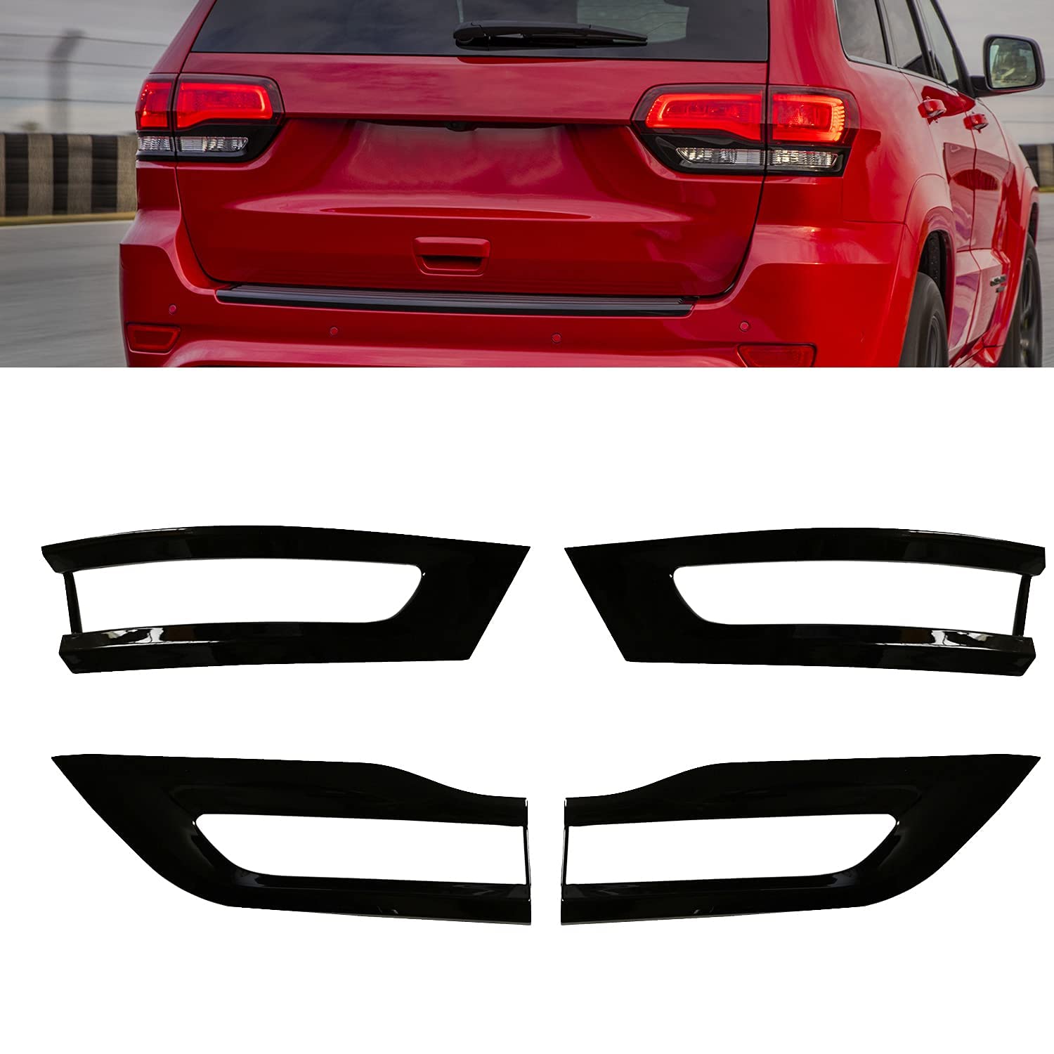 KYYET Kompatibel mit 2014-2021 Jeep Grand Cherokee Rücklicht-Zierblenden-Kit-Abdeckung, glänzend schwarz KYYET Kompatibel mit 2014-2021 Jeep Grand Cherokee Rücklicht-Zierblenden-Kit-Abdeckung, glänzend schwarz von KYYET