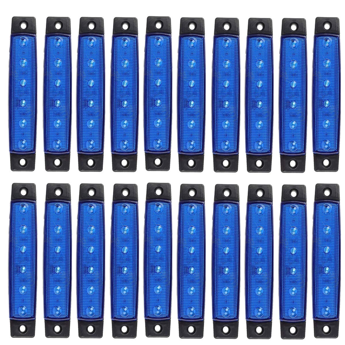 KYYET LED-Seitenmarkierungsleuchten, 6 LEDs, 2835 SMD, für LKW, Anhänger, Wohnmobil, Pickup, Traktor, LKW, SUV, Boot, 12 V DC, stoßfest (20 Stück blau) von KYYET