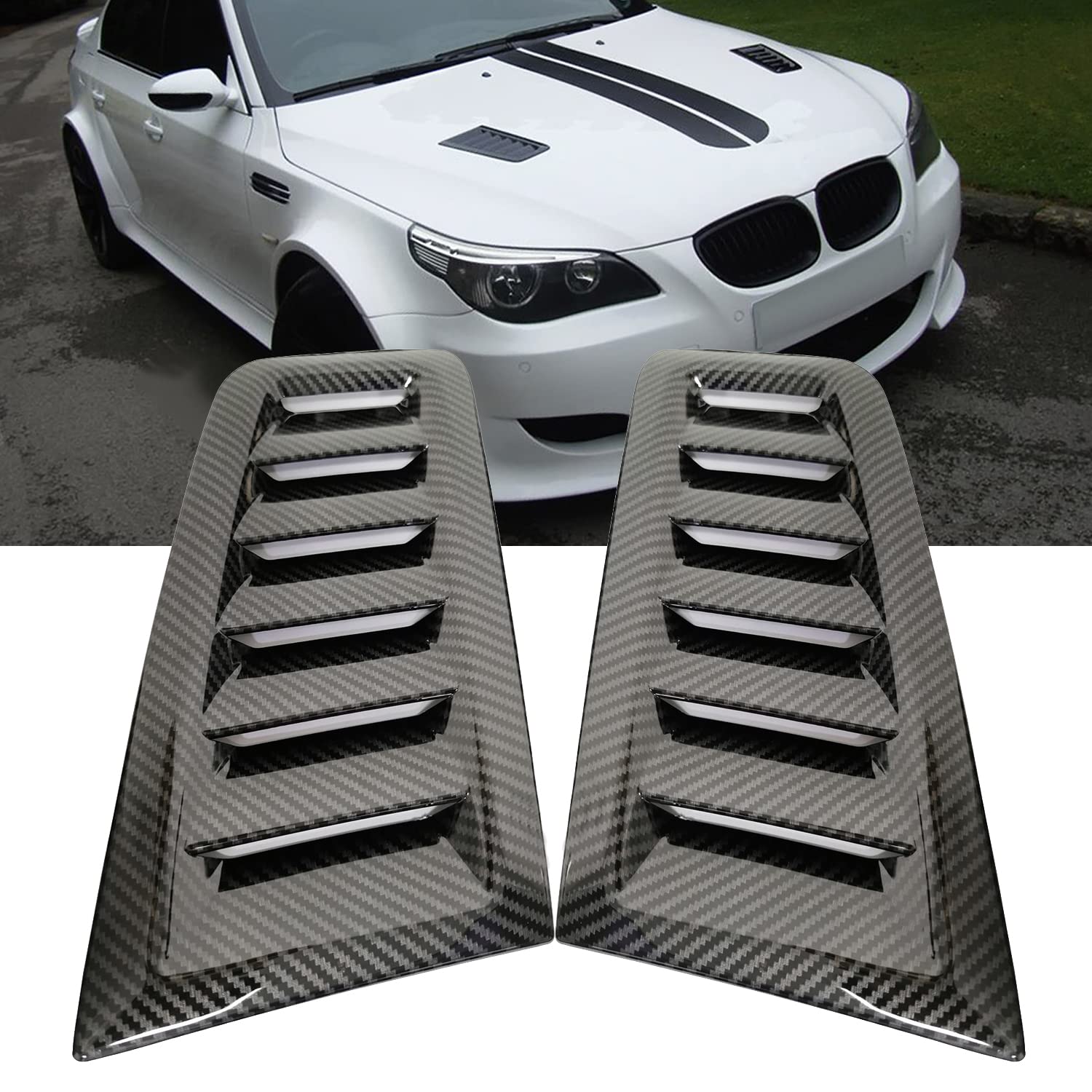 KYYET Universelle ABS-Lufteinlassschaufel, Turbo-Motorhauben-Abdeckung, Zierleiste, Focus Fiesta RS ST MK2 Stil Lüftungsschlitzhaube (Kohlefaser-Muster) von KYYET