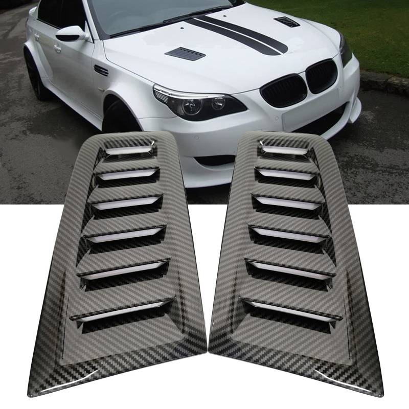 KYYET Universal ABS Air Flow Intake Scoop Turbo Motorhaube Vent Hood Cover Trim, Focus Fiesta RS ST MK2 Style Air Vent Hood (Carbon Fiber Pattern) von KYYET