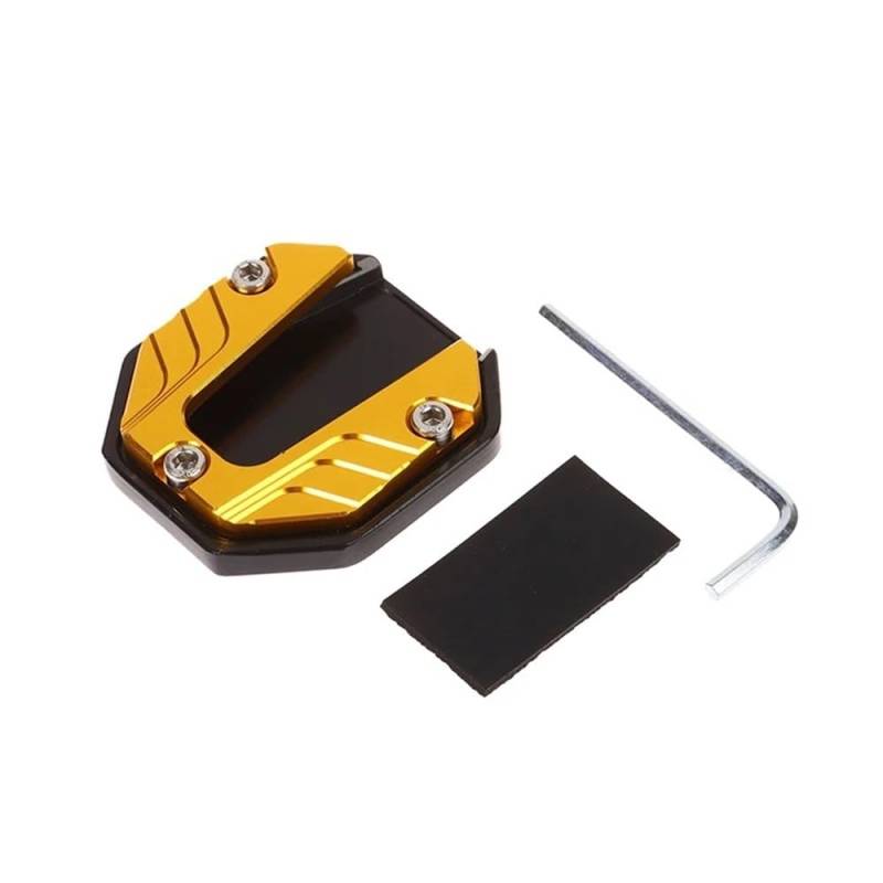 KZYQDARS Motorrad Seitenständerplatte Motorrad Bike Kickstand Extender Fuß Seite Stehen Verlängerung Pad Unterstützung Platte Anti-Skid Vergrößerte Basis(Gold) von KZYQDARS