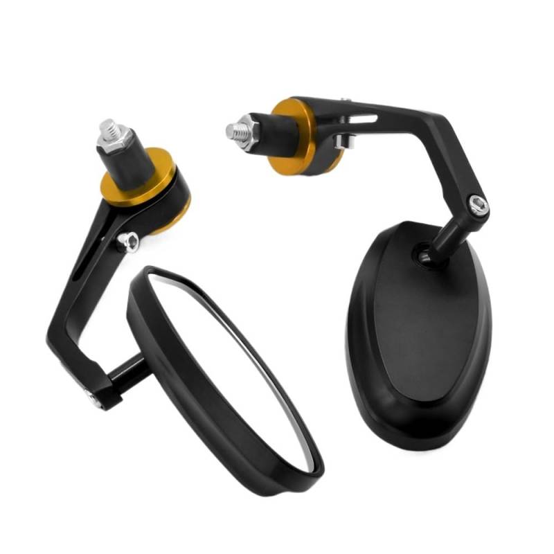 Motorrad Rückspiegel Für HYPERMOTARD 821 939 SP MONSTER S2R 800 Universal Motorrad Aluminium Rückansicht Griff Bar End Rückspiegel(Gold) von KZYQDARS