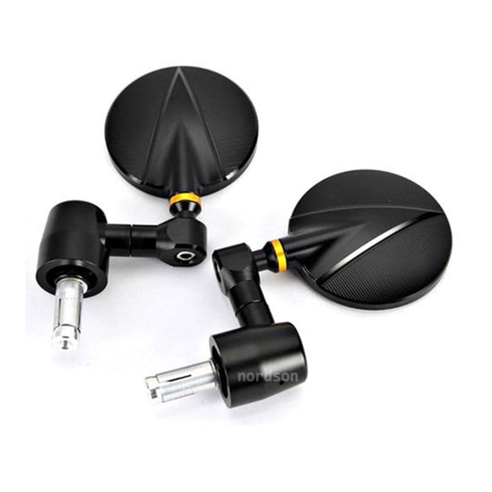 Motorrad Rückspiegel Für Nordson 22MM CNC Aluminium Motorrad Schwarz Runde Griff Bar End Rearview Außenspiegel Racer(Golden ring) von KZYQDARS