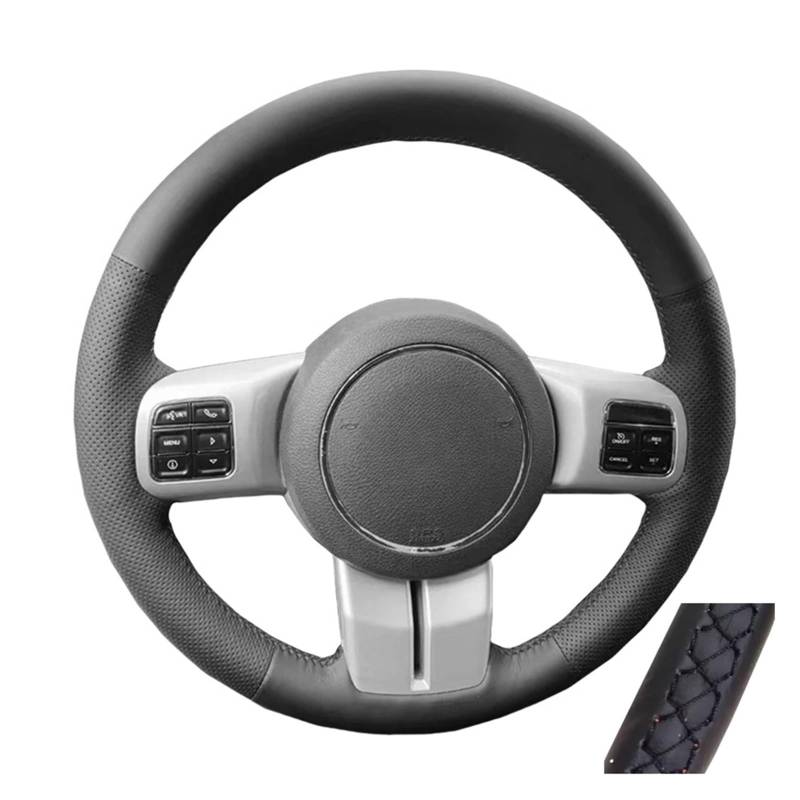 Auto Lenkradabdeckung Auto-Lenkradabdeckung Aus Perforiertem Leder Für Jeep Für Compass Für Grand Für Cherokee Für Wrangler Für Patriot 2012-2014(Black Thread) von KZZYPJ