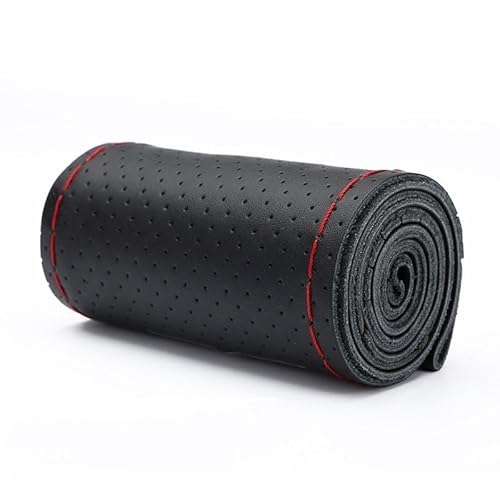 Auto Lenkradabdeckung Auto-Lenkradabdeckung Mit Nadelfaden DIY-Geflecht 37–38 cm Rutschfester Lenkradschutz(Black Red) von KZZYPJ