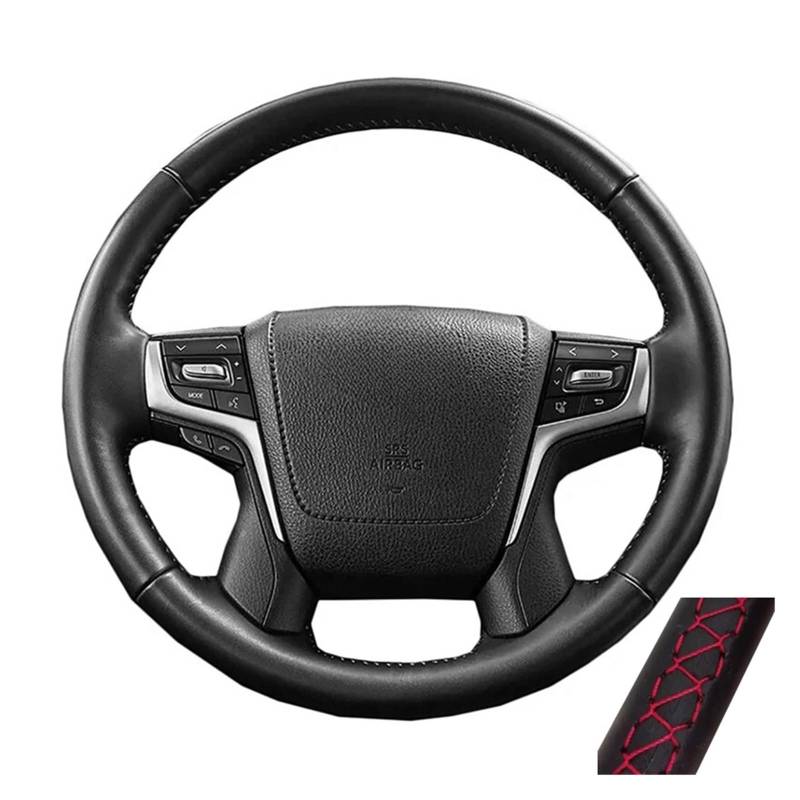 Auto Lenkradabdeckung Auto-Lenkradabdeckung rutschfest Perforiertes Mikrofaser-Leder Für Toyota Für Alphard Für Land Für Cruiser Für Vellfire 2016-2020(Red Thread) von KZZYPJ