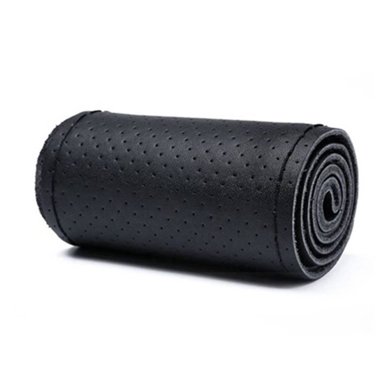 Auto Lenkradabdeckung Auto-Lenkradbezug rutschfest Weiches Kunstleder 38 cm Mit Nadeln Und Faden Zopfmuster Am Lenkrad(Black Thread) von KZZYPJ