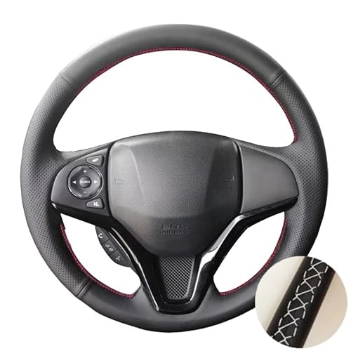 Auto Lenkradabdeckung Autolenkradabdeckung Aus Perforiertem Leder Für Fit Für City Für Jazz 2014 2015 Für HRV 2016 Für Vezel 2015-2017 Für XRV(Gray Thread) von KZZYPJ