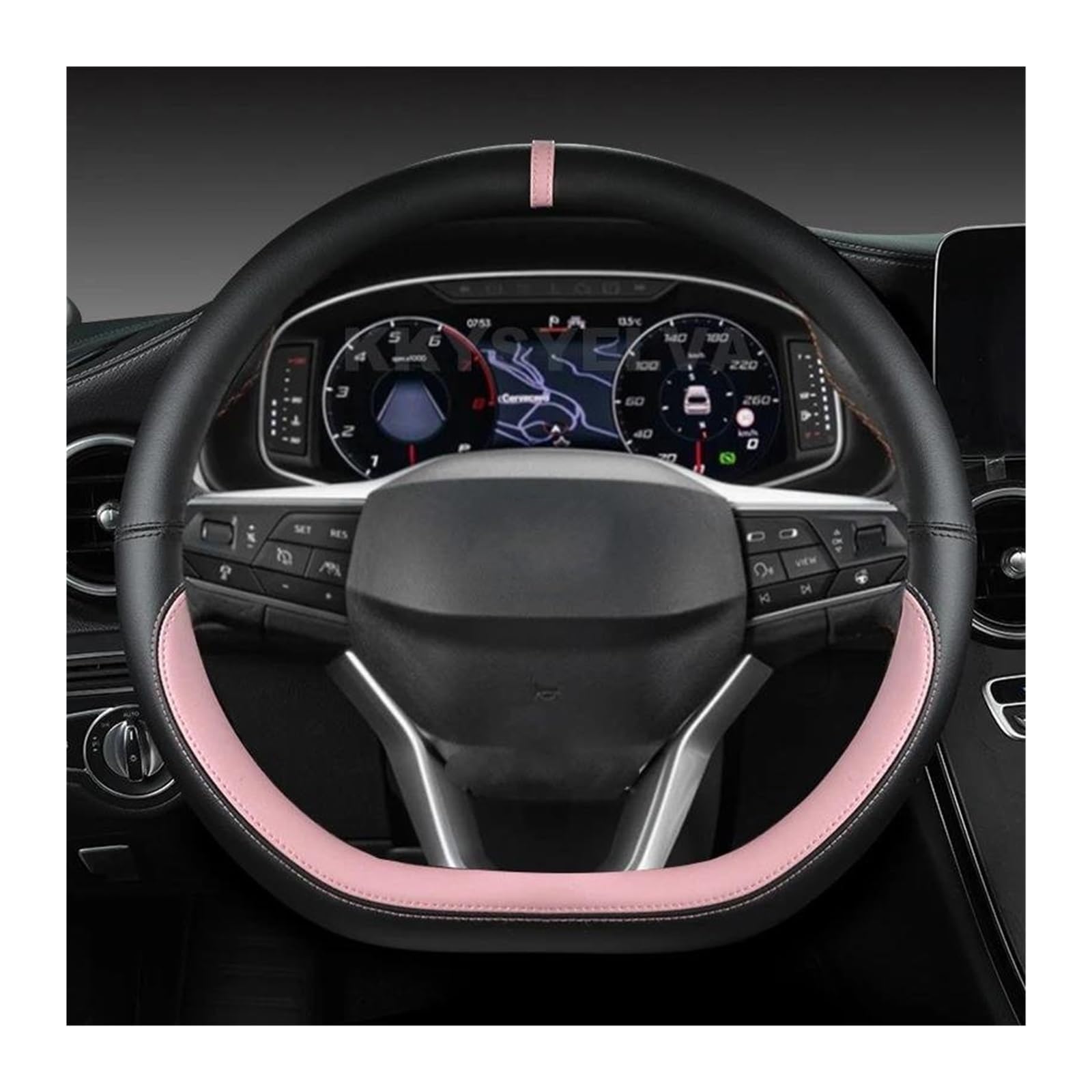 Auto Lenkradabdeckung Autolenkradabdeckung D-Form Für Sitz Für Ateca Für FR 2017 2020 Für Leon ST 2020 Für Arona Für FR 2017 2021 Für Ibiza Für FR 2018 2021(PINK) von KZZYPJ