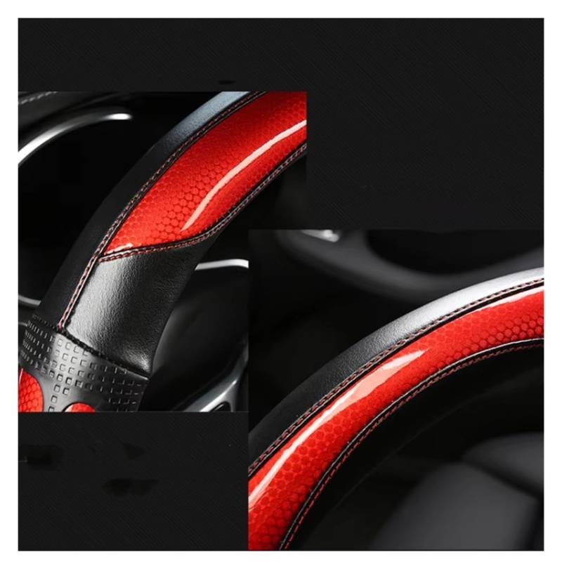 Auto Lenkradabdeckung Carbon Fiber Leder Auto Lenkrad Abdeckung Für Toyota Für Hilux 2015 2016 2017 2018 2019 2020 2021 2022(RED) von KZZYPJ