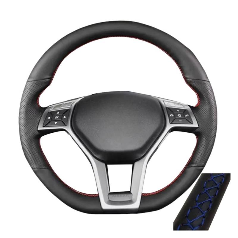 Auto Lenkradabdeckung Für Benz Für CLA Für C117 Für A45 Für AMG Für W176 Für C63 Für W204 2011-2016 Handgenähte Lenkradabdeckung Aus Mikrofaserleder(Blue Thread) von KZZYPJ