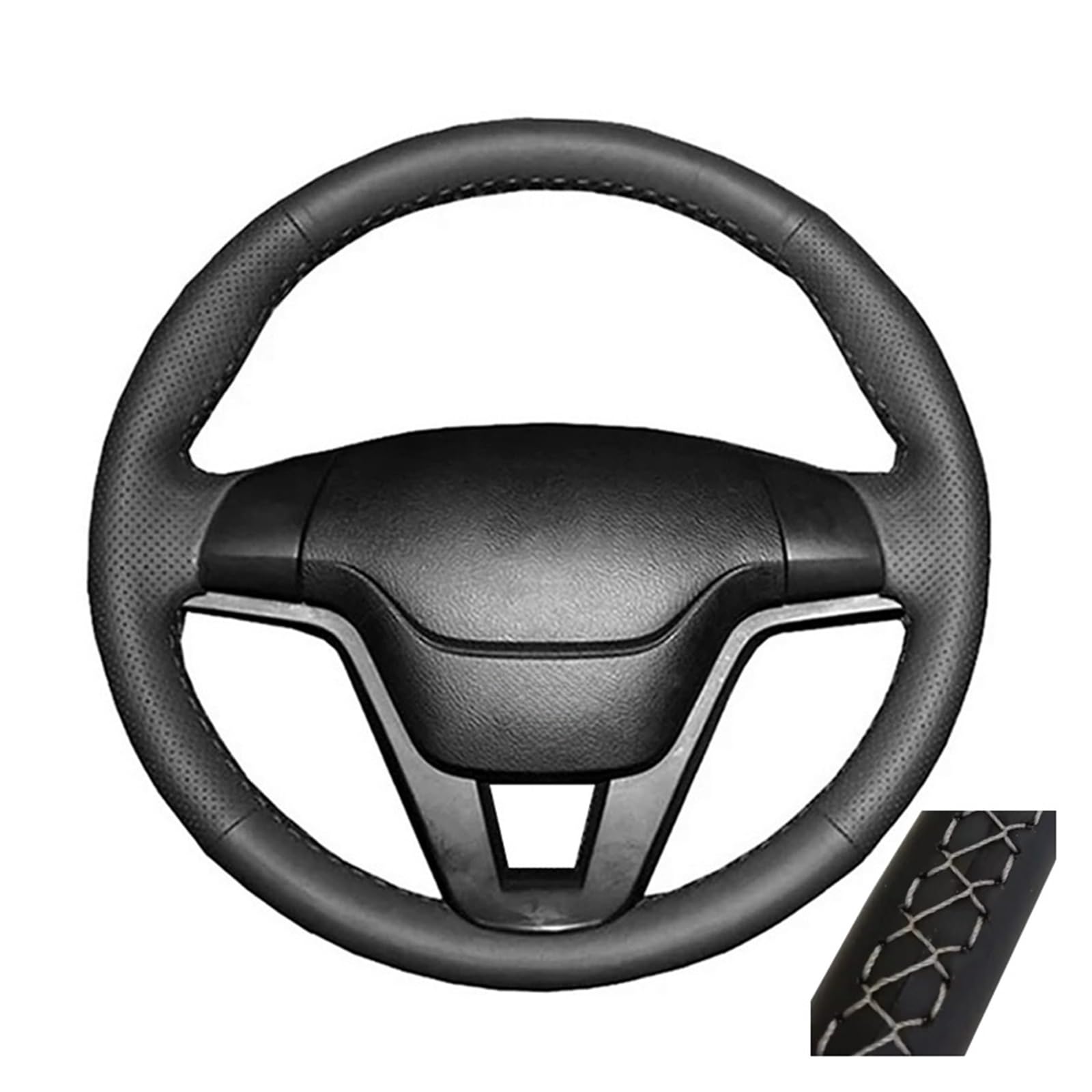 Auto Lenkradabdeckung Für CRV Für CR-V 2007 2008 2009 2010 2011 Autolenkradabdeckung Perforiertes Mikrofaserleder(Gray Thread) von KZZYPJ