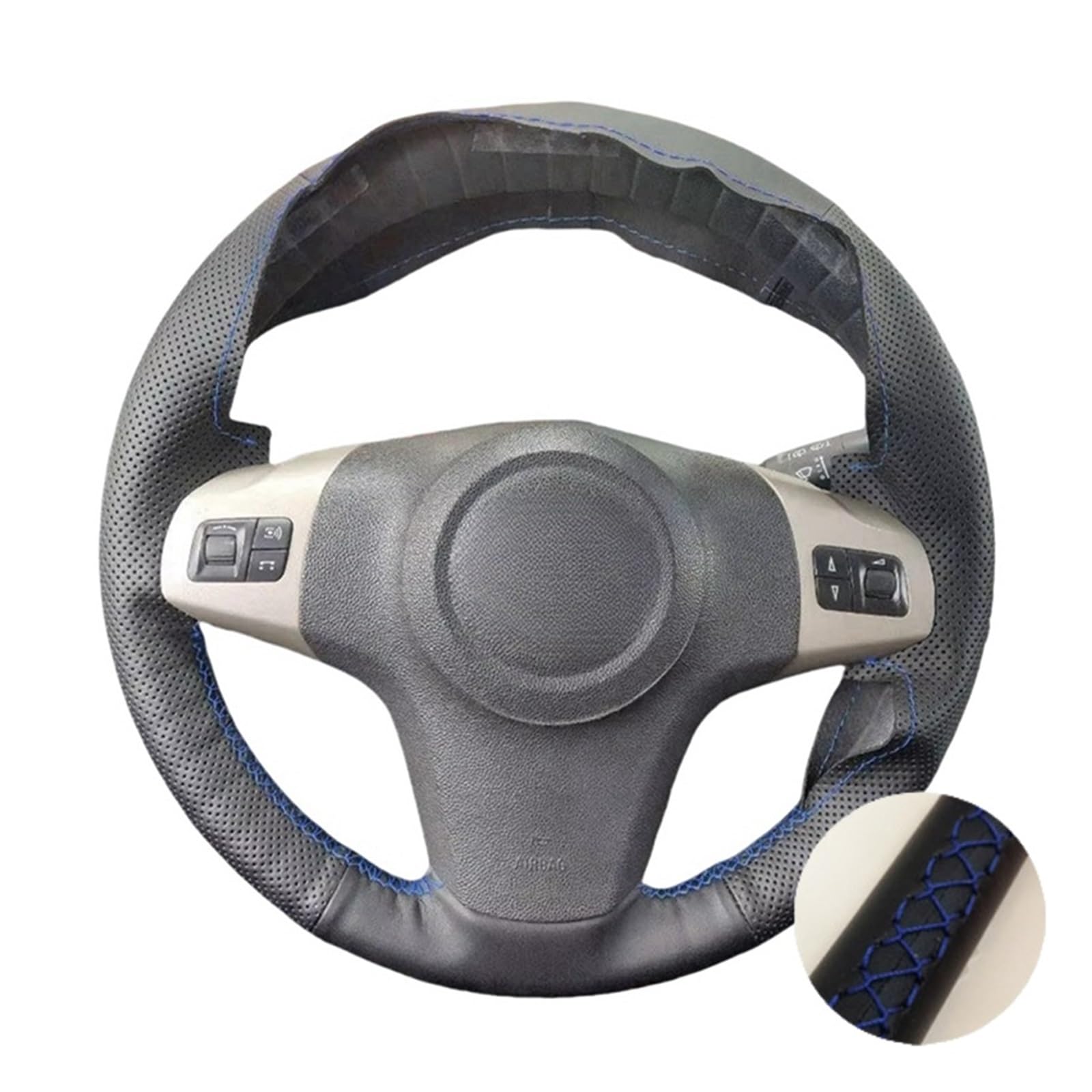Auto Lenkradabdeckung Für Chevrolet Für Niva 2009 2010 2011 2012 2013 2014 2015 2016 2017 Auto Lenkradbezug PU Leder Handgenäht(Blue Thread) von KZZYPJ