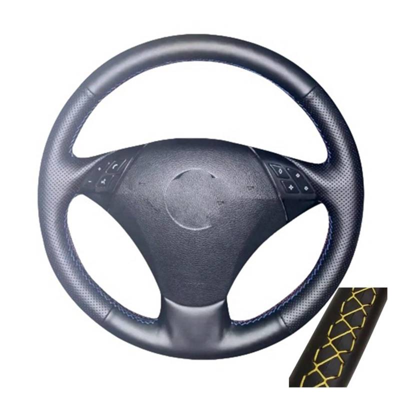Auto Lenkradabdeckung Für E60 523 530 Für 523li 525 Für 520li 535 545i Leder Auto Lenkradbezug Trim Schwarz(Yellow Thread) von KZZYPJ