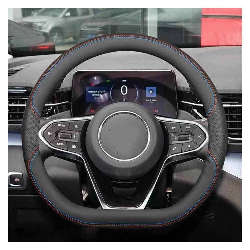 Auto Lenkradabdeckung Für FAW Für Bestune Für T90 2023 2024 2025 D-Typ Lenkradgeflecht Am Lenkrad Autolenkradabdeckung(Blue and Red Thread) von KZZYPJ