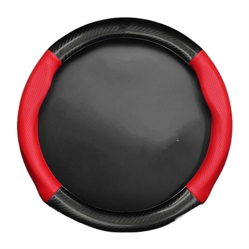 Auto Lenkradabdeckung Für FIAT Für Spider 124 Leder Carbon Rad Abdeckung Schutz Auto Lenkrad Abdeckung(Red) von KZZYPJ