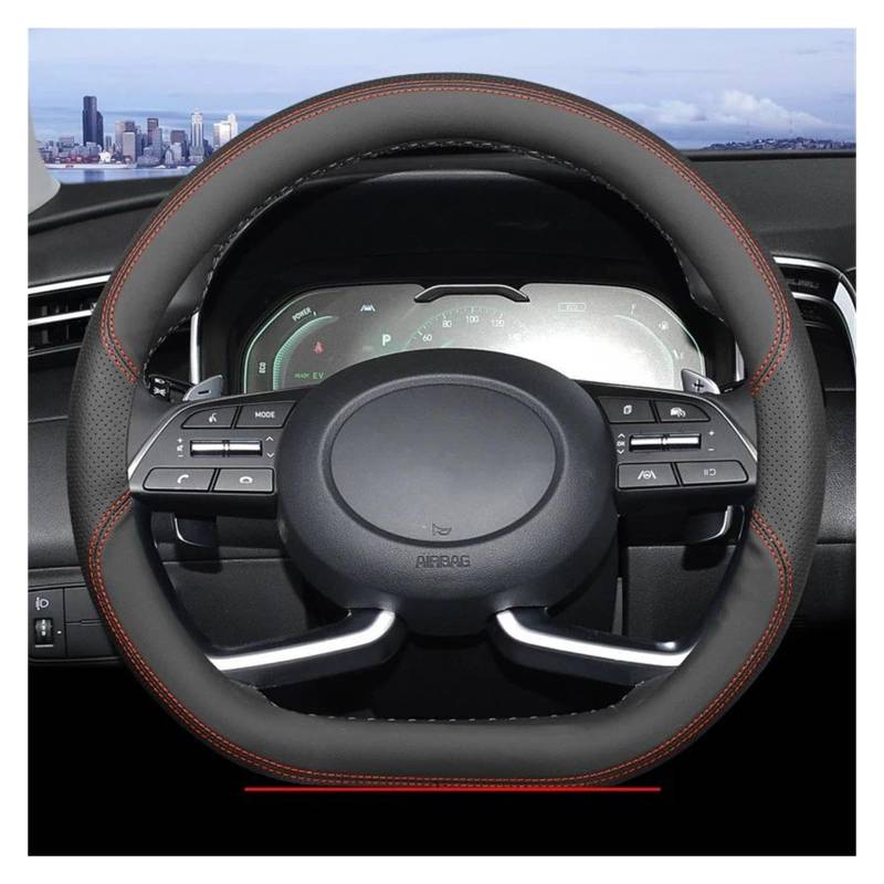 Auto Lenkradabdeckung Für Hyundai Für Ioniq 6 23-24 Für Elantra Für Sonata Für Encino 2017-2024 Leder-Lenkradabdeckung(Red line) von KZZYPJ