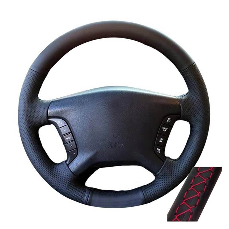 Auto Lenkradabdeckung Für Pajero 2007-2019 Für Galant 2008-2012 Für Zinger 2008-2011 Autolenkradabdeckung Handgenähtes Mikrofaserleder(Red Thread) von KZZYPJ