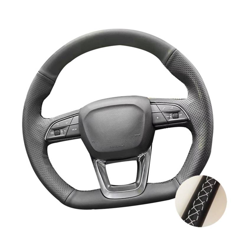 Auto Lenkradabdeckung Für Q3 Für F3 Für Q5 Für SQ5 Für Q7 Für 4M Für SQ7 Für Q8 Für SQ8 Für RS Für Q3 Für Q8 Lenkradabdeckung Auto-Flechtabdeckungen(White Thread) von KZZYPJ