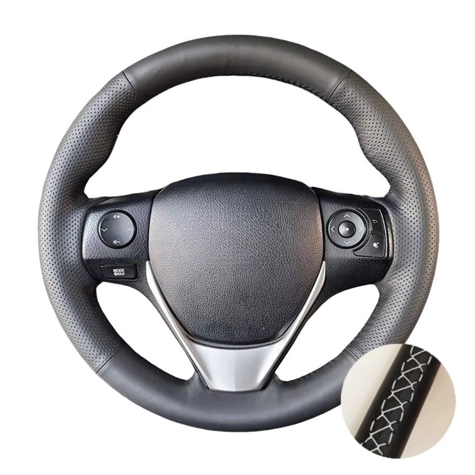 Auto Lenkradabdeckung Für Toyota Für RAV4 Für Auris Für Corolla Für Scion 2013 2014 2015 2016 2017 Mikrofaser-Leder-Autolenkradabdeckung(Gray Thread) von KZZYPJ