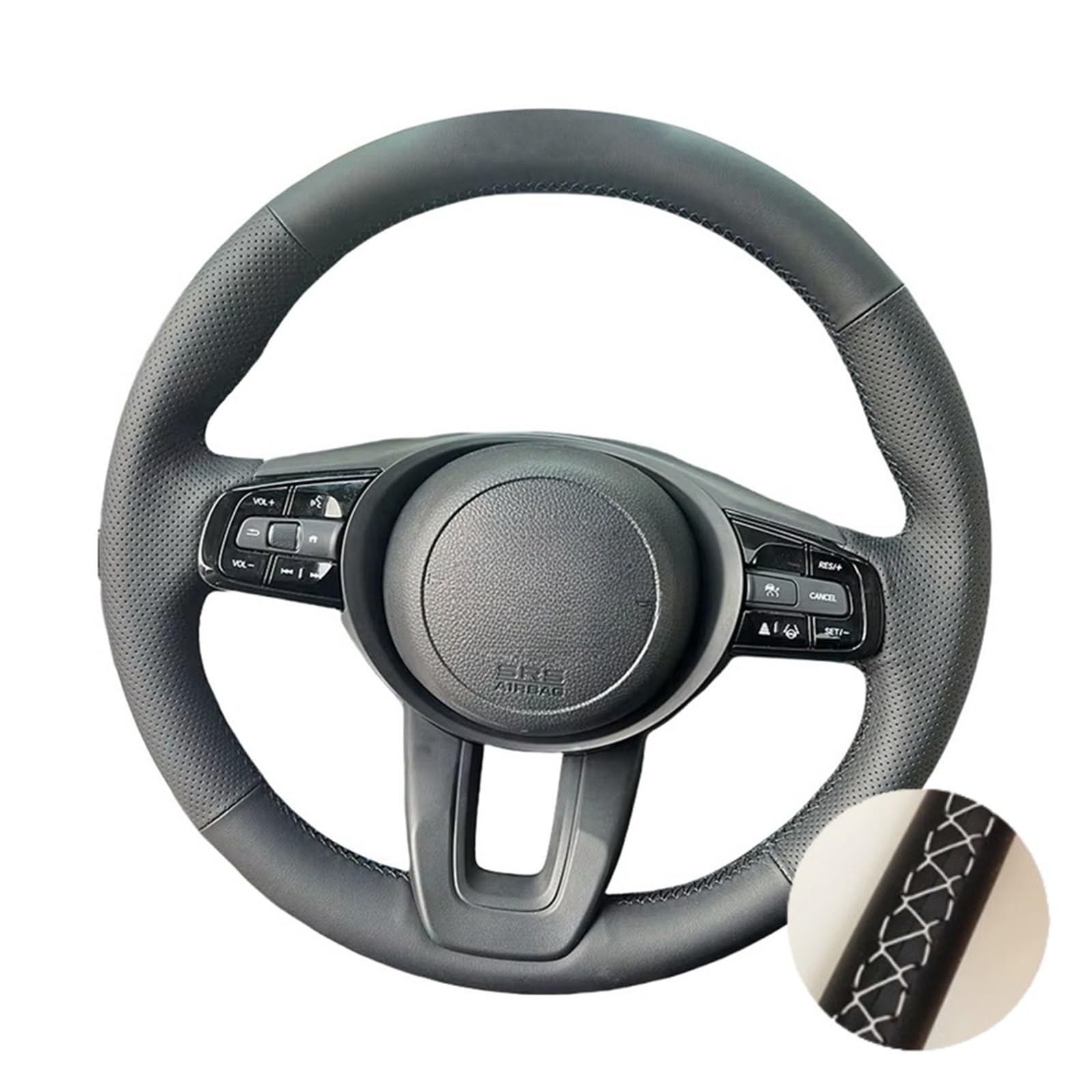 Auto Lenkradabdeckung Für Vezel Für XRV Für X-RV 2023 2024 Handgenähte Lenkradabdeckung Aus Mikrofaserleder(Gray Thread) von KZZYPJ