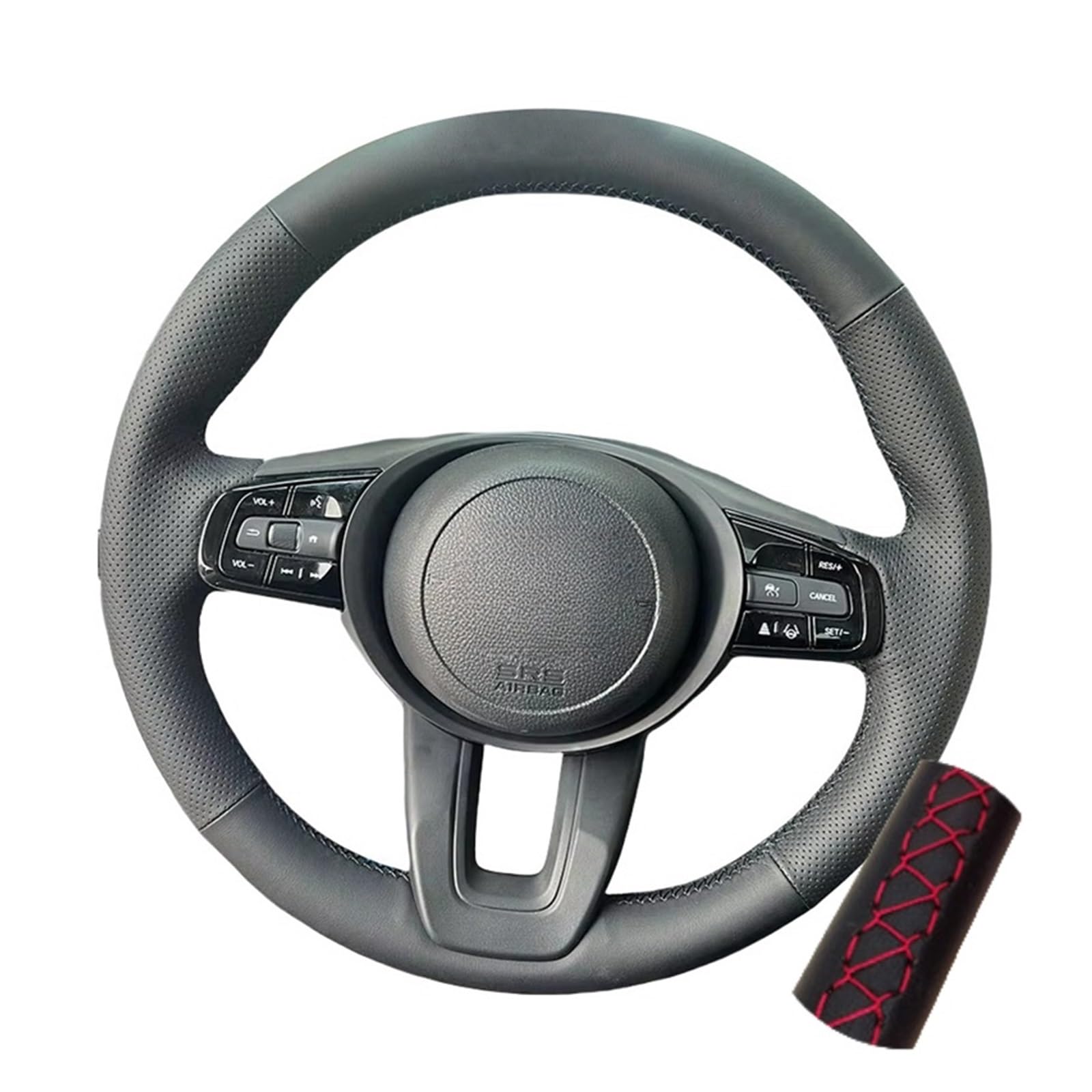 Auto Lenkradabdeckung Für Vezel Für XRV Für X-RV 2023 2024 Handgenähte Lenkradabdeckung Aus Mikrofaserleder(Red Thread) von KZZYPJ