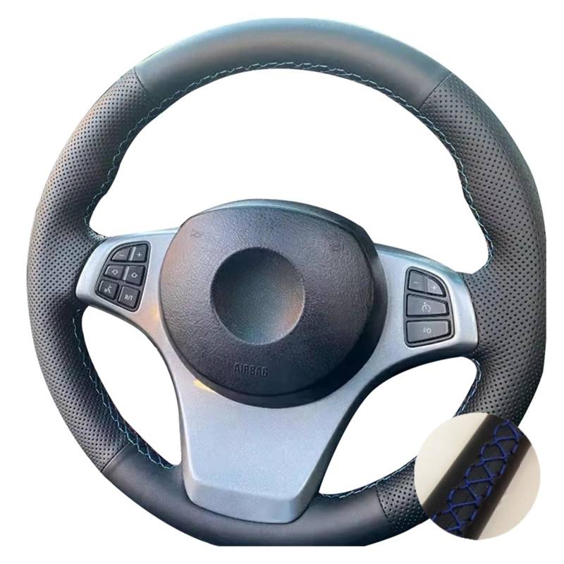 Auto Lenkradabdeckung Für X3 Für E83 2003-2010 Für X5 Für E53 2004 2005 2006 Handgenähte Autolenkradabdeckung Aus Mikrofaserleder(Blue Thread) von KZZYPJ