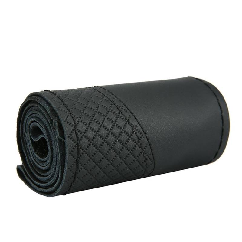 Auto Lenkradabdeckung Lenkradbezug Aus Leder Atmungsaktiv Geflochten rutschfest Für Den Innenbereich(Black) von KZZYPJ