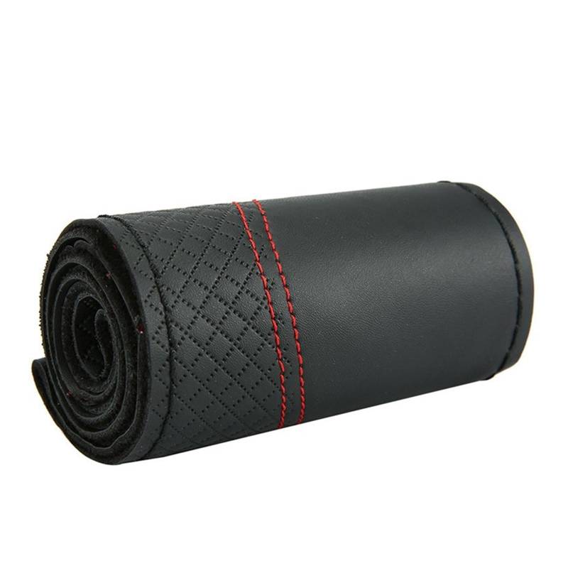 Auto Lenkradabdeckung Lenkradbezug Aus Leder Atmungsaktiv Geflochten rutschfest Für Den Innenbereich(Black and red) von KZZYPJ
