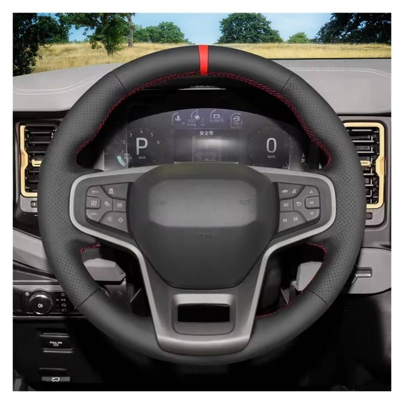 Auto Lenkradabdeckung Lenkradbezug Aus Mikrofaser-Leder Für Ford Für Bronco 2021 2022 2023 2024, Handgenähter Autobezug(Design 1) von KZZYPJ