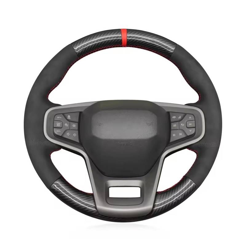 Auto Lenkradabdeckung Lenkradbezug Aus Mikrofaser-Leder Für Ford Für Bronco 2021 2022 2023 2024, Handgenähter Autobezug(Design 2) von KZZYPJ